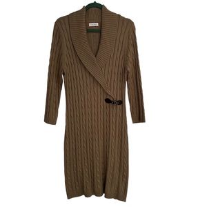 Calvin Klein long sleeve faux wrap cable knit dress size L